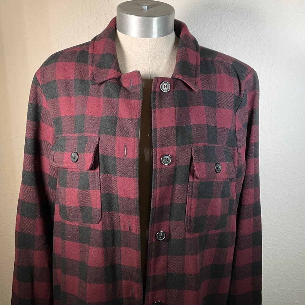 BP Burgundy and Black Plaid Flannel Shacket.